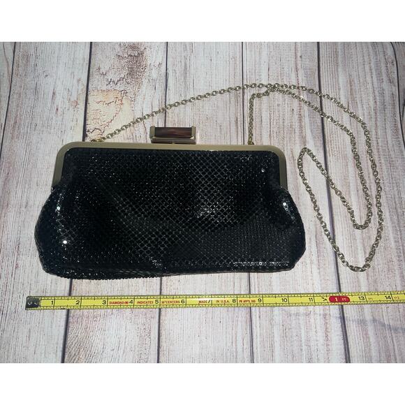Jessica McClintock Vintage Black Sequin Evening Bag Cocktail Clutch Shoulder Bag - Picture 1 of 8
